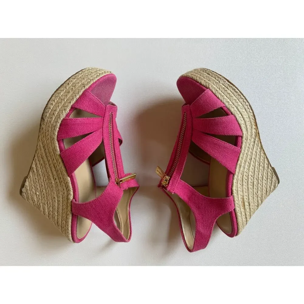 Michael Kors Women's Pink Berkley Platform Wedge Sandals Size 7